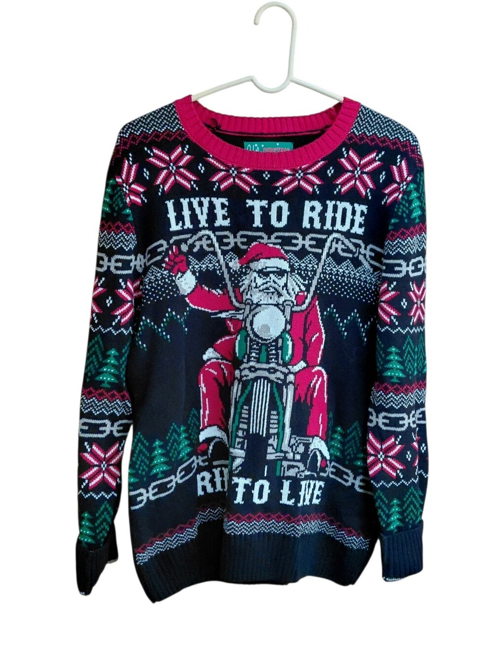 Ugly Sweater Co Live to Ride Men's/unisex Holiday Motorcycle Sweater Size M